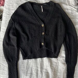 Women's Black Button-Up Sweater